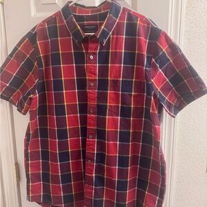 American Eagle Outfitters Red and Navy Plaid Shirt